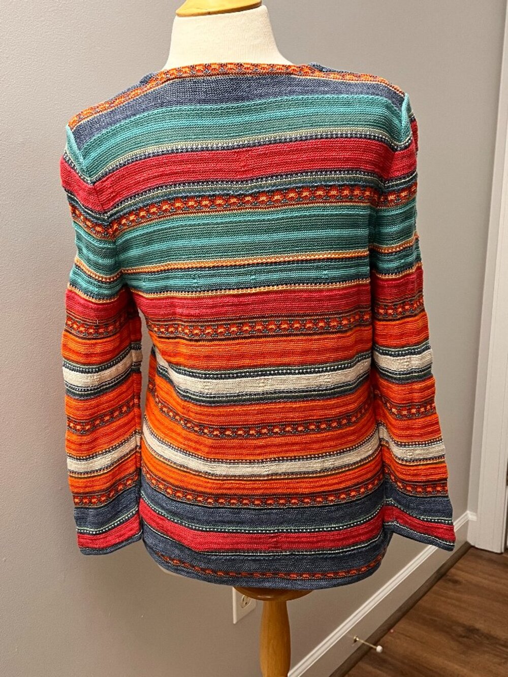 Ralph Lauren LRL Stripe Southwestern Linen Blend Sweater Sz L - Picture 8 of 8